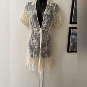Urban Outfitters Cream Lace Overlay‎ Dress